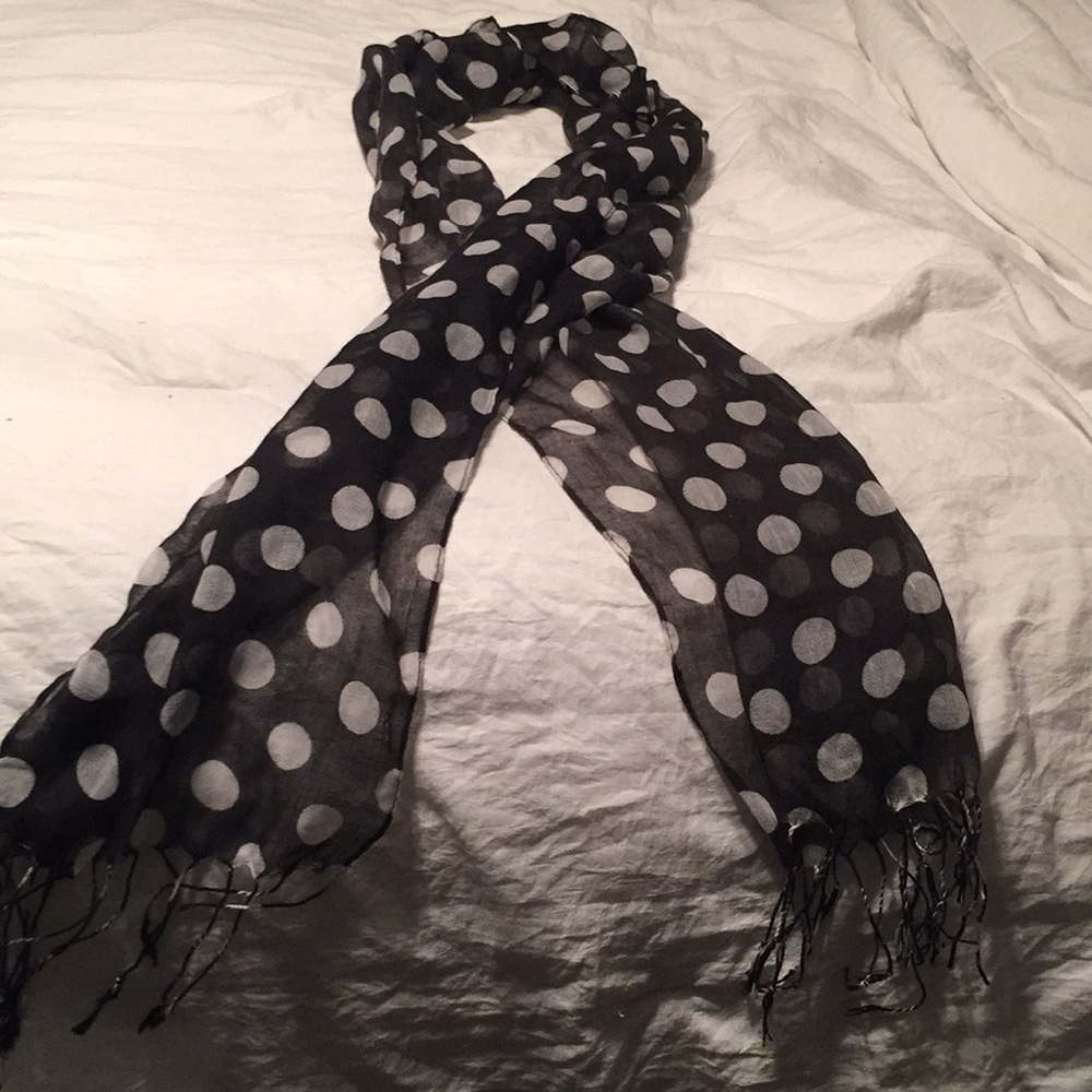 Black and white polka dot scarf